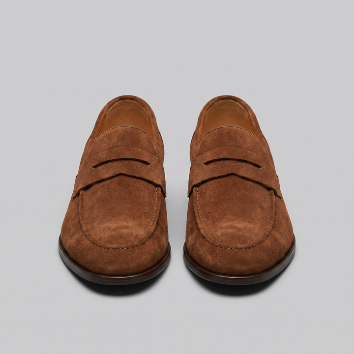 Dominic | Men's Suede-Effect Penny Loafers Moccasin Stitching