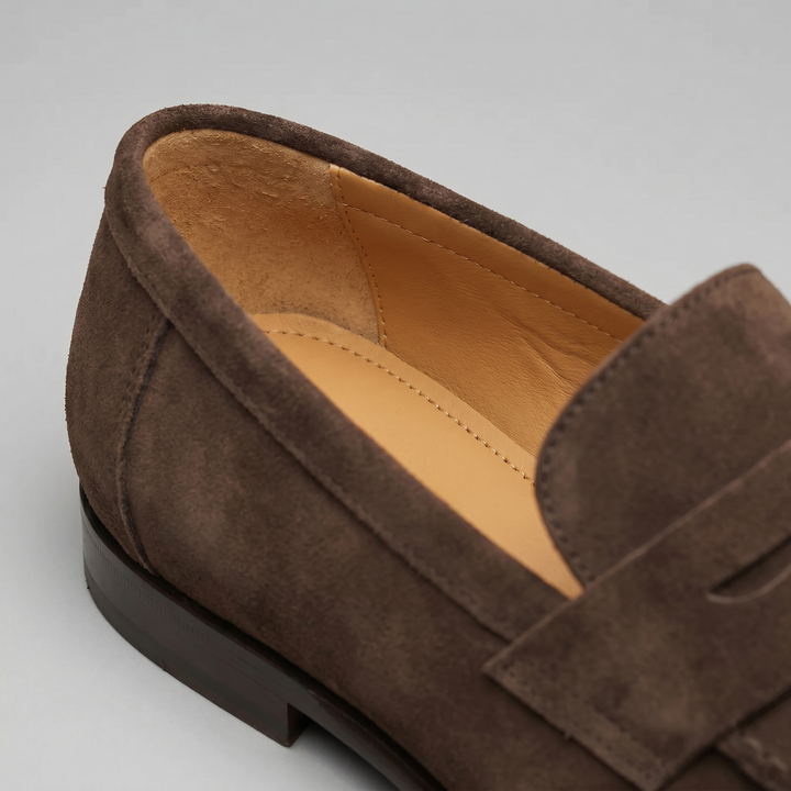 Dominic | Men's Suede-Effect Penny Loafers Moccasin Stitching