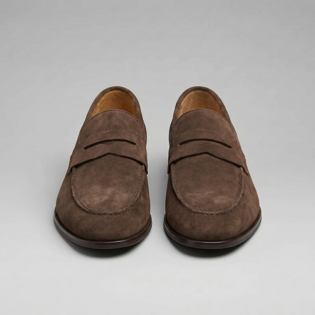 Dominic | Men's Suede-Effect Penny Loafers Moccasin Stitching
