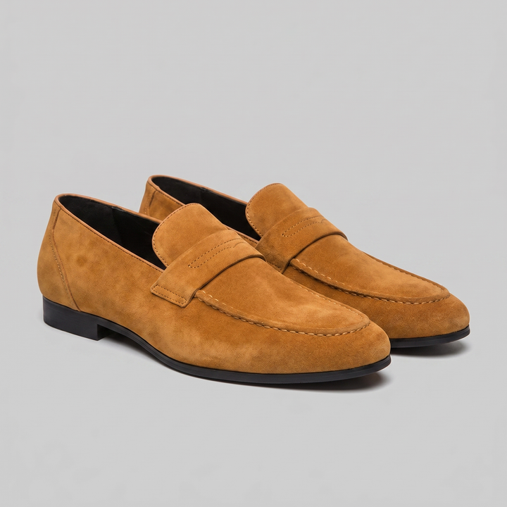 Dominic | Men's Suede-Effect Penny Loafers Moccasin Stitching