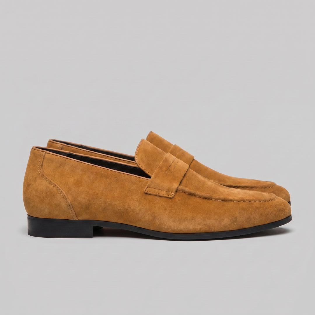 Dominic | Men's Suede-Effect Penny Loafers Moccasin Stitching