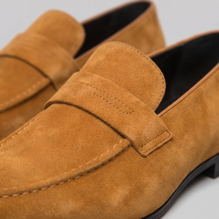 Dominic | Men's Suede-Effect Penny Loafers Moccasin Stitching