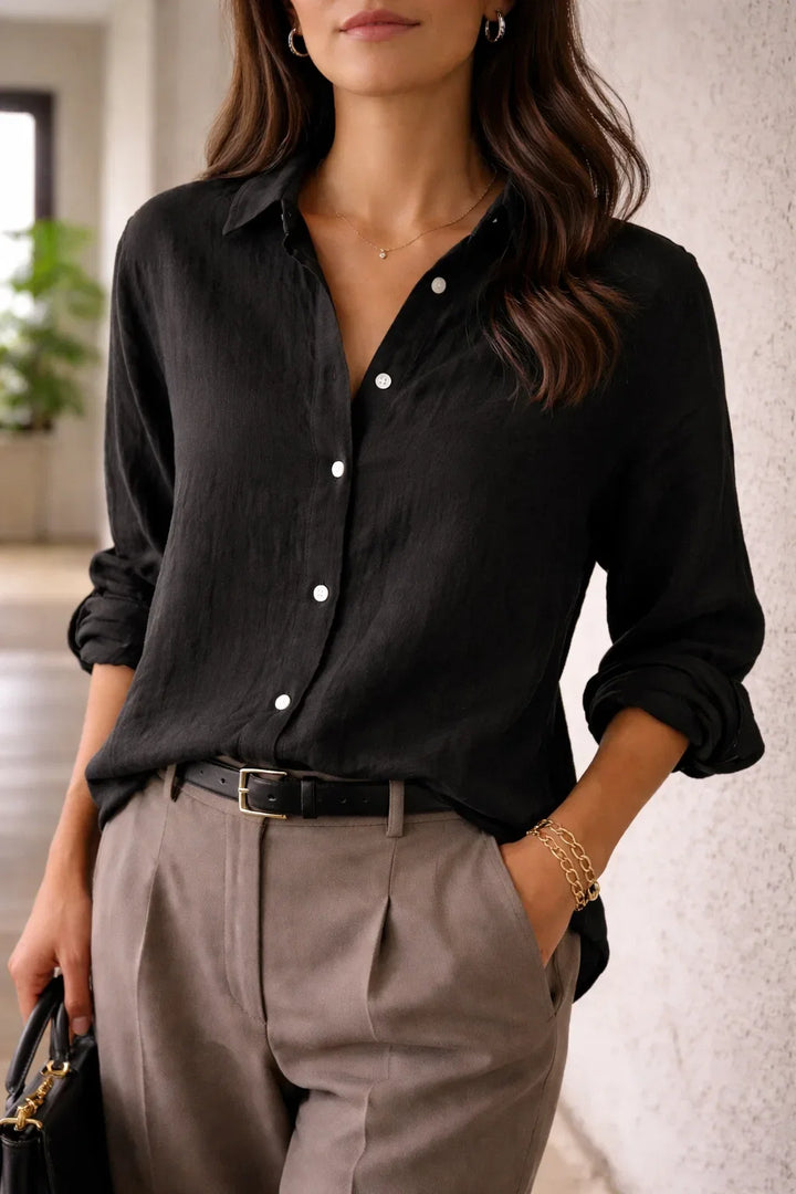 Aurelia | Women's Long Sleeve V-Neck Shirt Regular Fit Roll-Up Sleeves