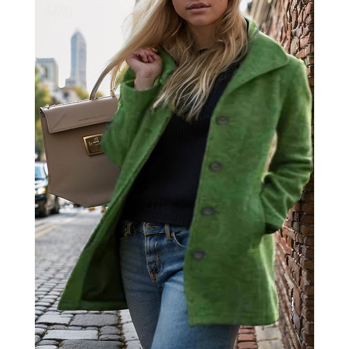 Notburga | Women's Brushed Coat Notch Collar Four-Button Side Pockets