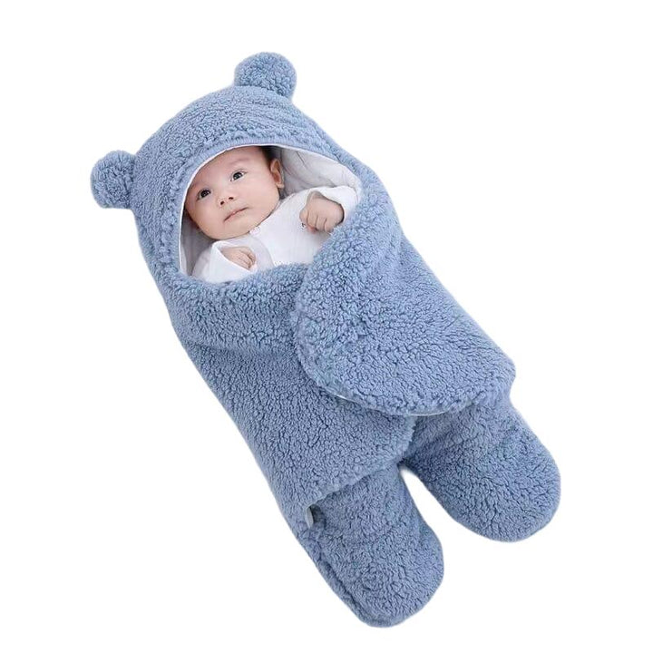 Baby's Ultra Soft Bear Ear Quilted Winter Swaddle & Sleeping Bag