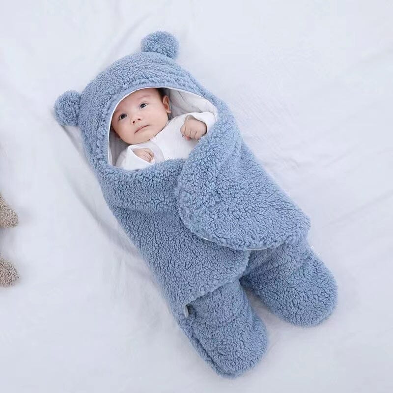 Baby's Ultra Soft Bear Ear Quilted Winter Swaddle & Sleeping Bag