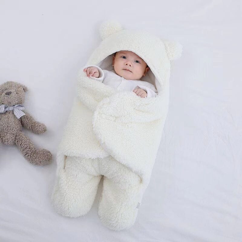 Baby's Ultra Soft Bear Ear Quilted Winter Swaddle & Sleeping Bag