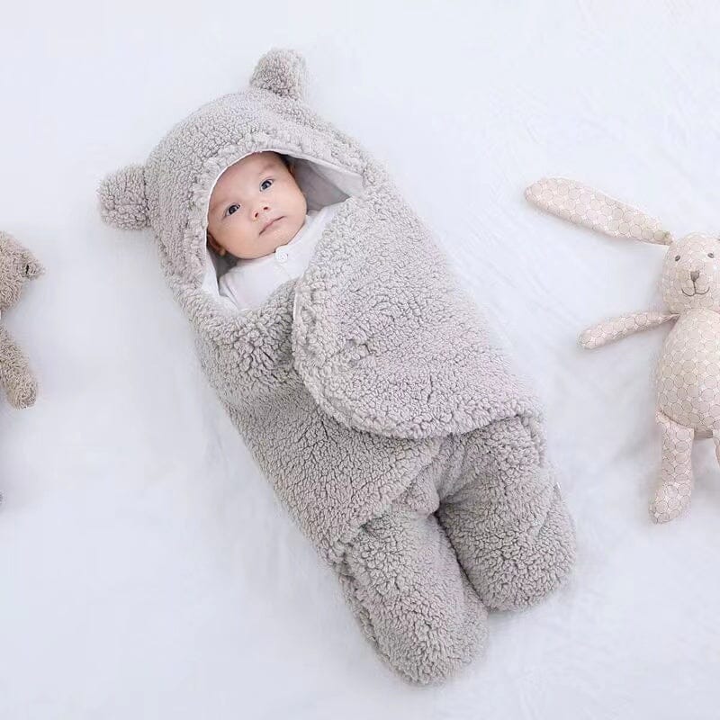 Baby's Ultra Soft Bear Ear Quilted Winter Swaddle & Sleeping Bag