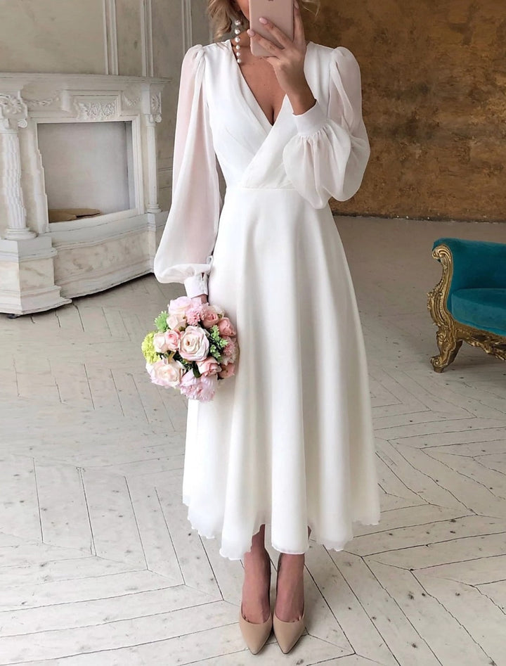 Sadie | Women's Long Sleeve Wrap Midi Dress Defined Waist