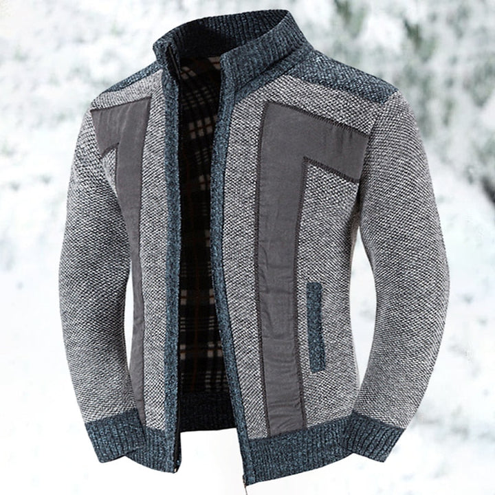 Bryson | Men's Zip-Up Knit Cardigan Brushed Lining Stand Collar Pockets