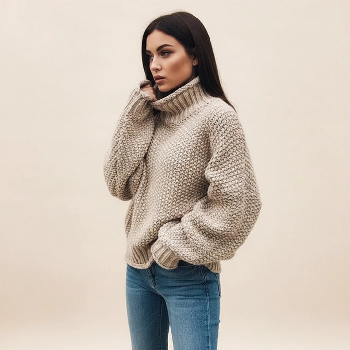 Rosamund | Women's Chunky Roll Neck Jumper Cropped Fold-Over Collar