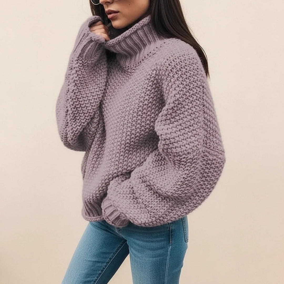 Rosamund | Women's Chunky Roll Neck Jumper Cropped Fold-Over Collar