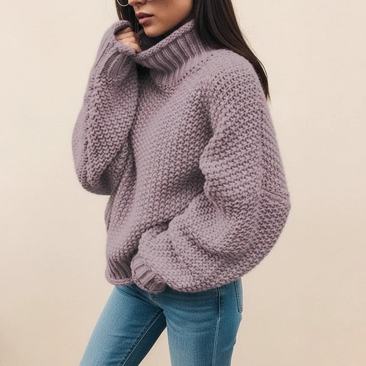 Rosamund | Women's Chunky Roll Neck Jumper Cropped Fold-Over Collar