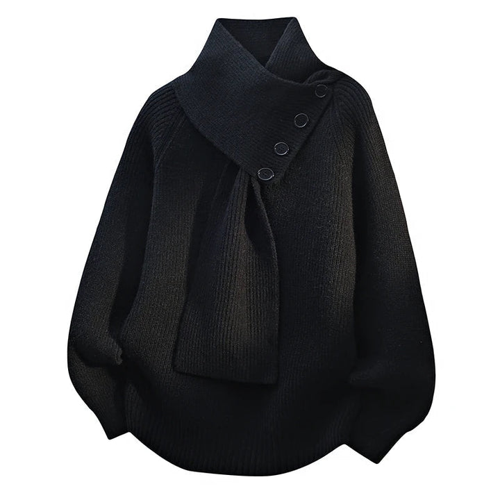Naomi | Women's Knitted Shawl Collar Jumper Buttoned Balloon Sleeves