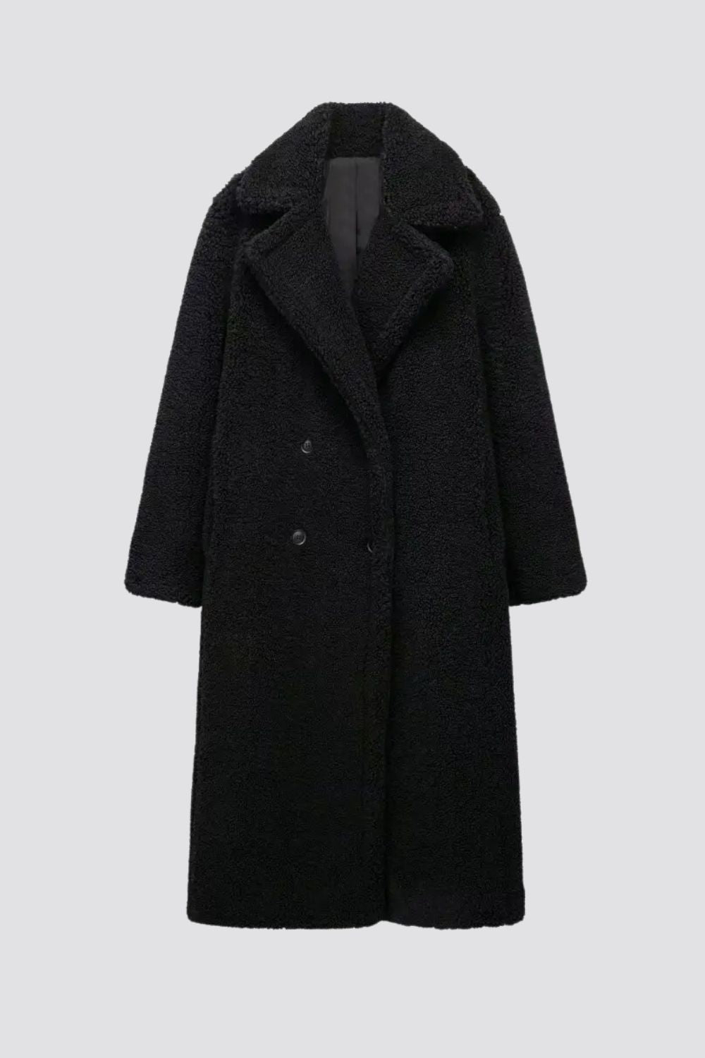Rose | Women's Long Teddy Coat Faux Fur Double-Breasted Lapels
