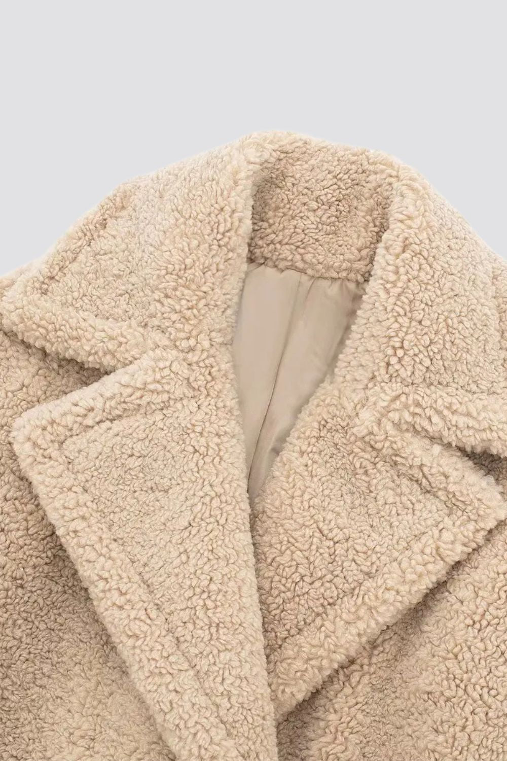 Rose | Women's Long Teddy Coat Faux Fur Double-Breasted Lapels