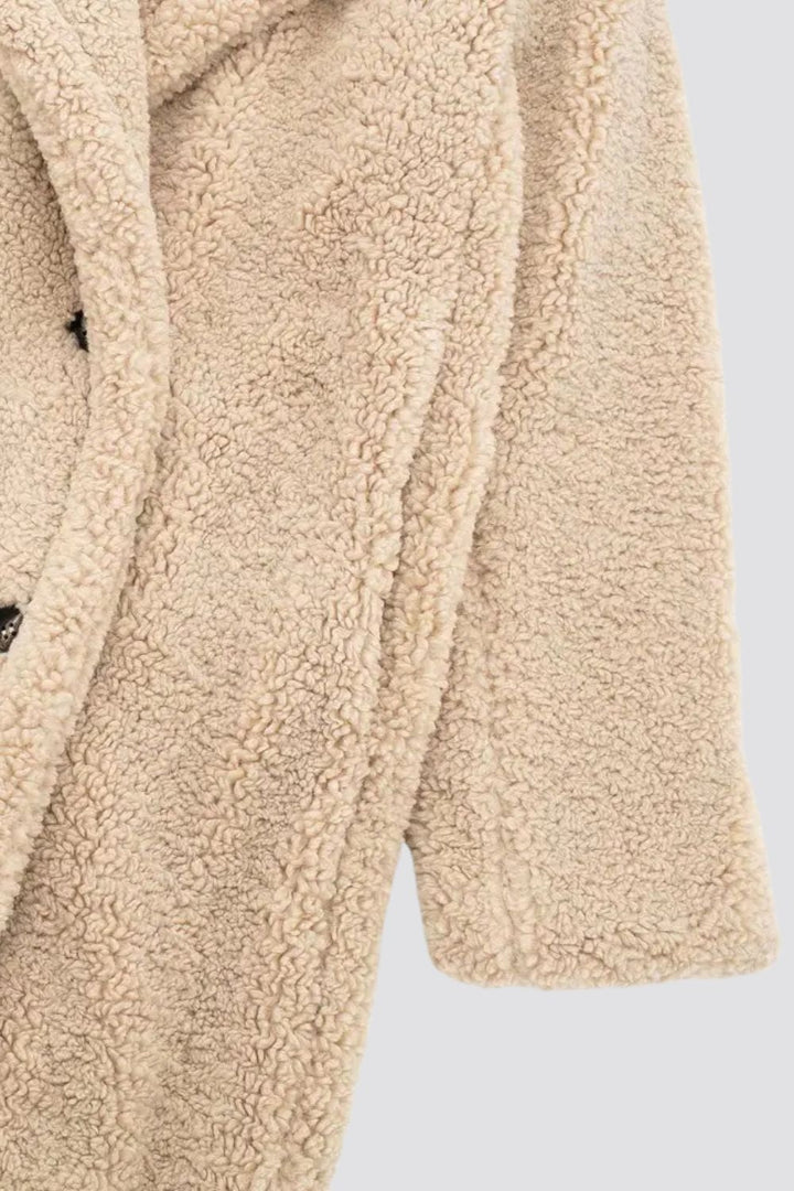 Rose | Women's Long Teddy Coat Faux Fur Double-Breasted Lapels