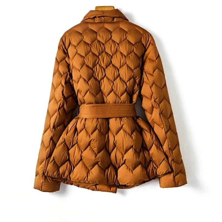 Ophelia | Women's Belted Quilted Down Puffer Jacket Lapel Collar