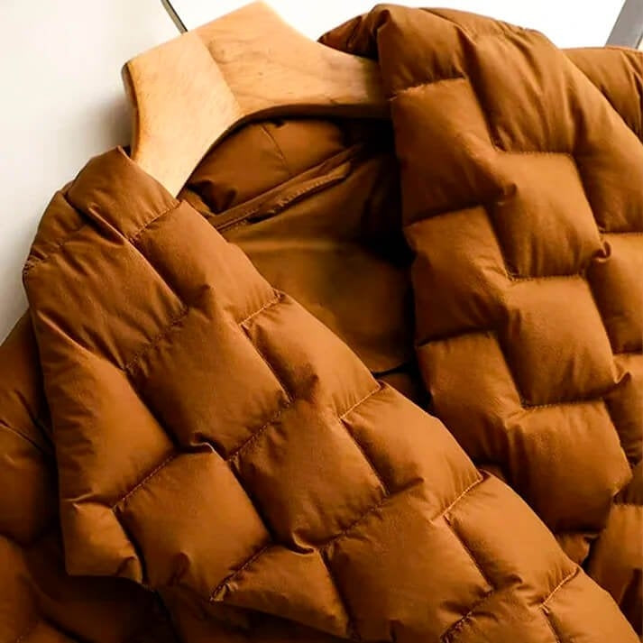 Ophelia | Women's Belted Quilted Down Puffer Jacket Lapel Collar