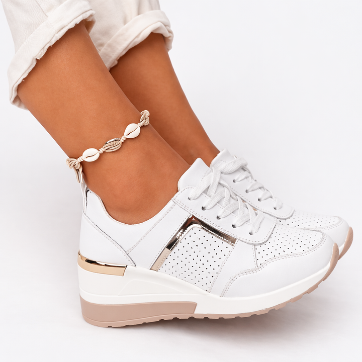Cora | Women's Lace-Up Wedge Trainers Perforated Cushioned Sole