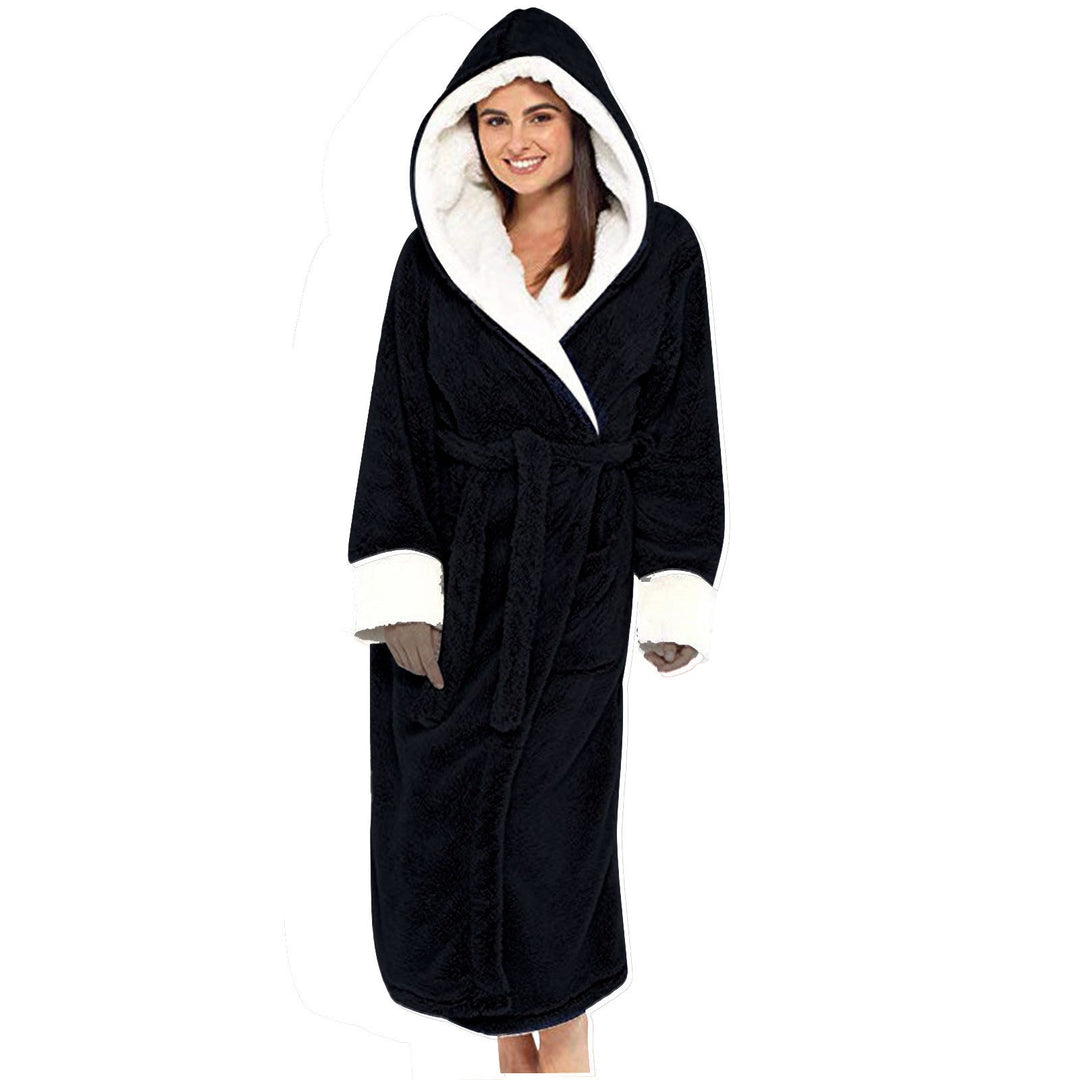 Women's Hooded Fleece Robe with Belt