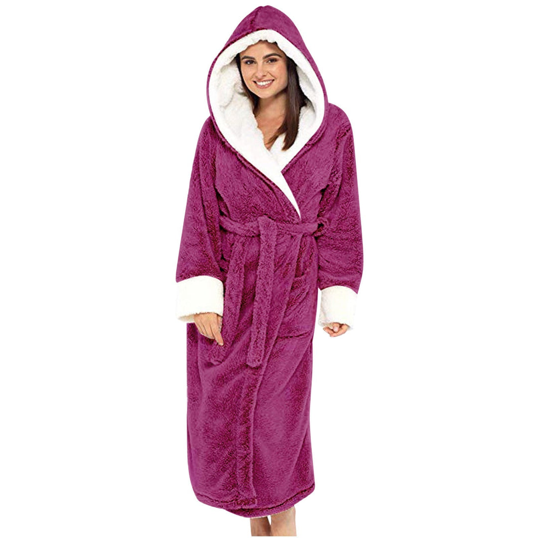 Women's Hooded Fleece Robe with Belt