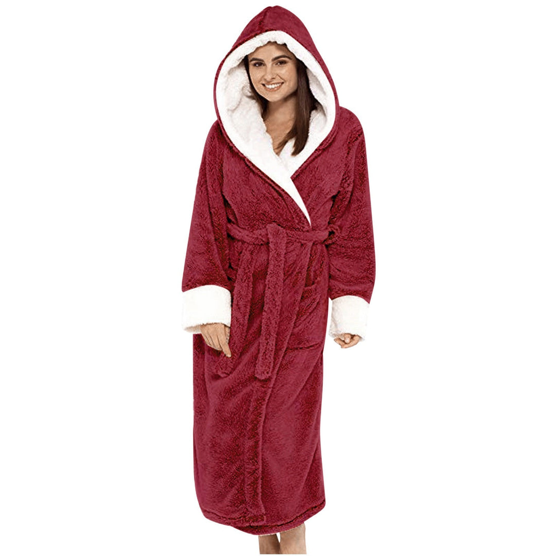 Women's Hooded Fleece Robe with Belt