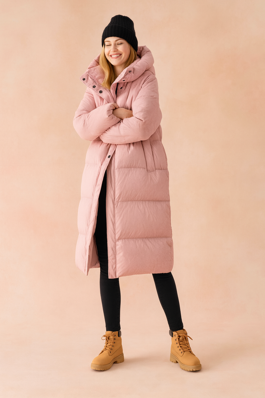 Women's Long Quilted Winter Jacket with Hood