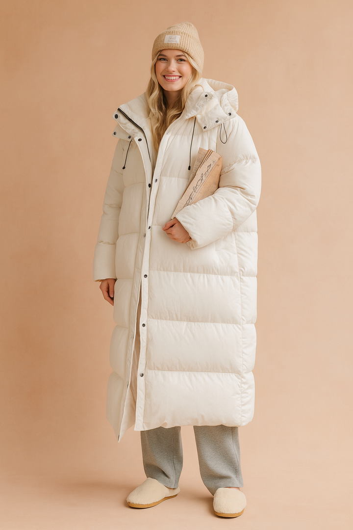 Women's Long Quilted Winter Jacket with Hood