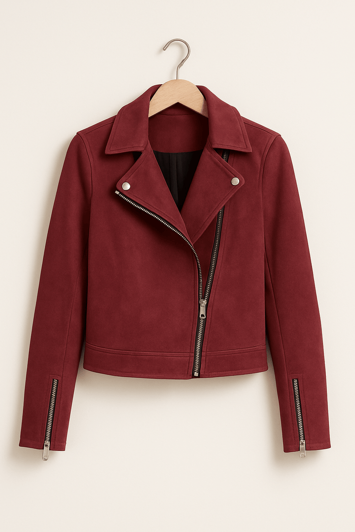 Women's Stylish Moto Biker Jacket - Zip Up Edge
