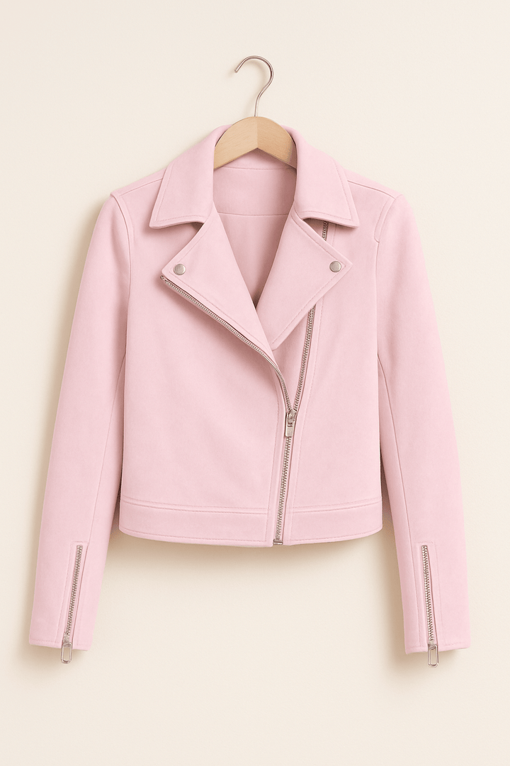 Women's Stylish Moto Biker Jacket - Zip Up Edge