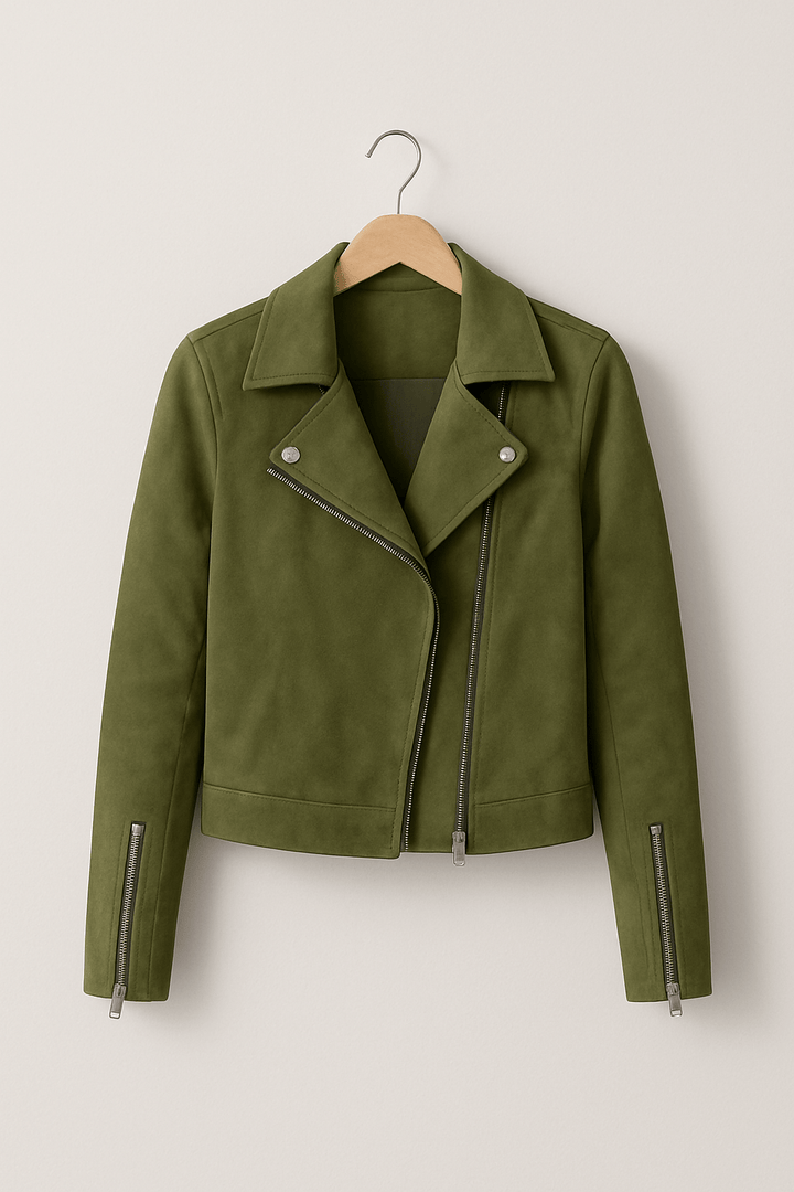 Women's Stylish Moto Biker Jacket - Zip Up Edge