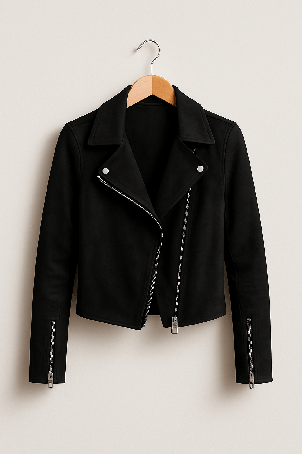 Women's Stylish Moto Biker Jacket - Zip Up Edge