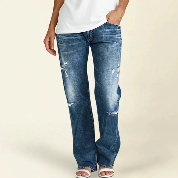 Catherine Ripped High-Rise Straight Jeans