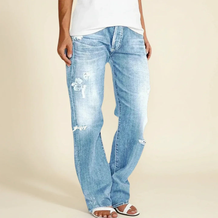 Catherine Ripped High-Rise Straight Jeans