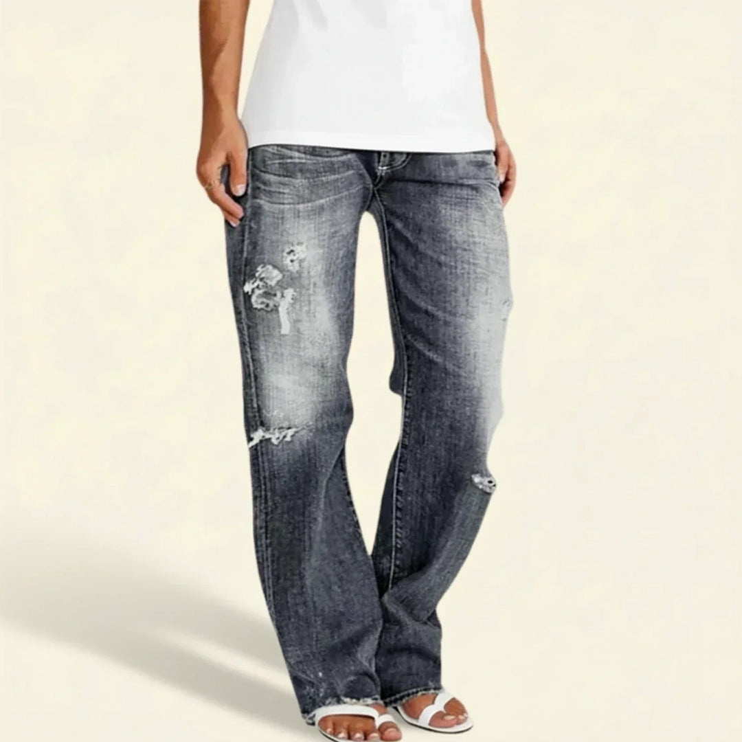 Catherine Ripped High-Rise Straight Jeans