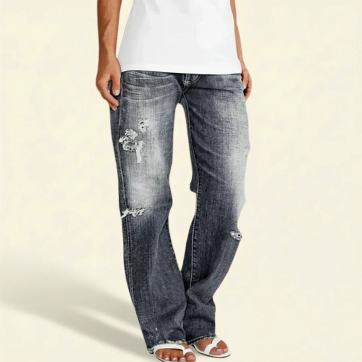 Catherine Ripped High-Rise Straight Jeans