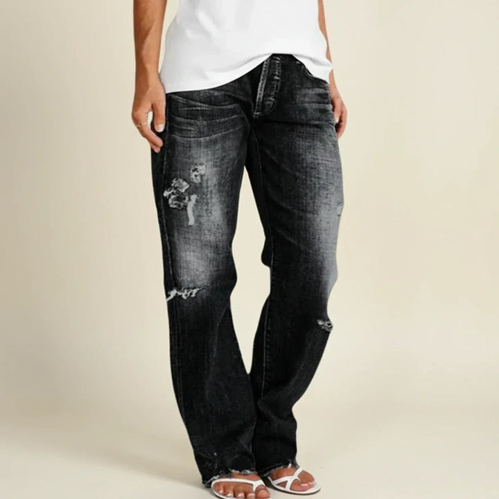 Catherine Ripped High-Rise Straight Jeans