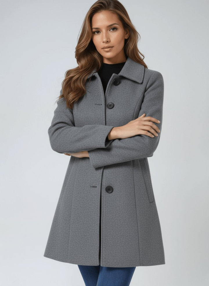 Grace | Women's A-Line Wool Coat Button-Front Tailored Winter Coat