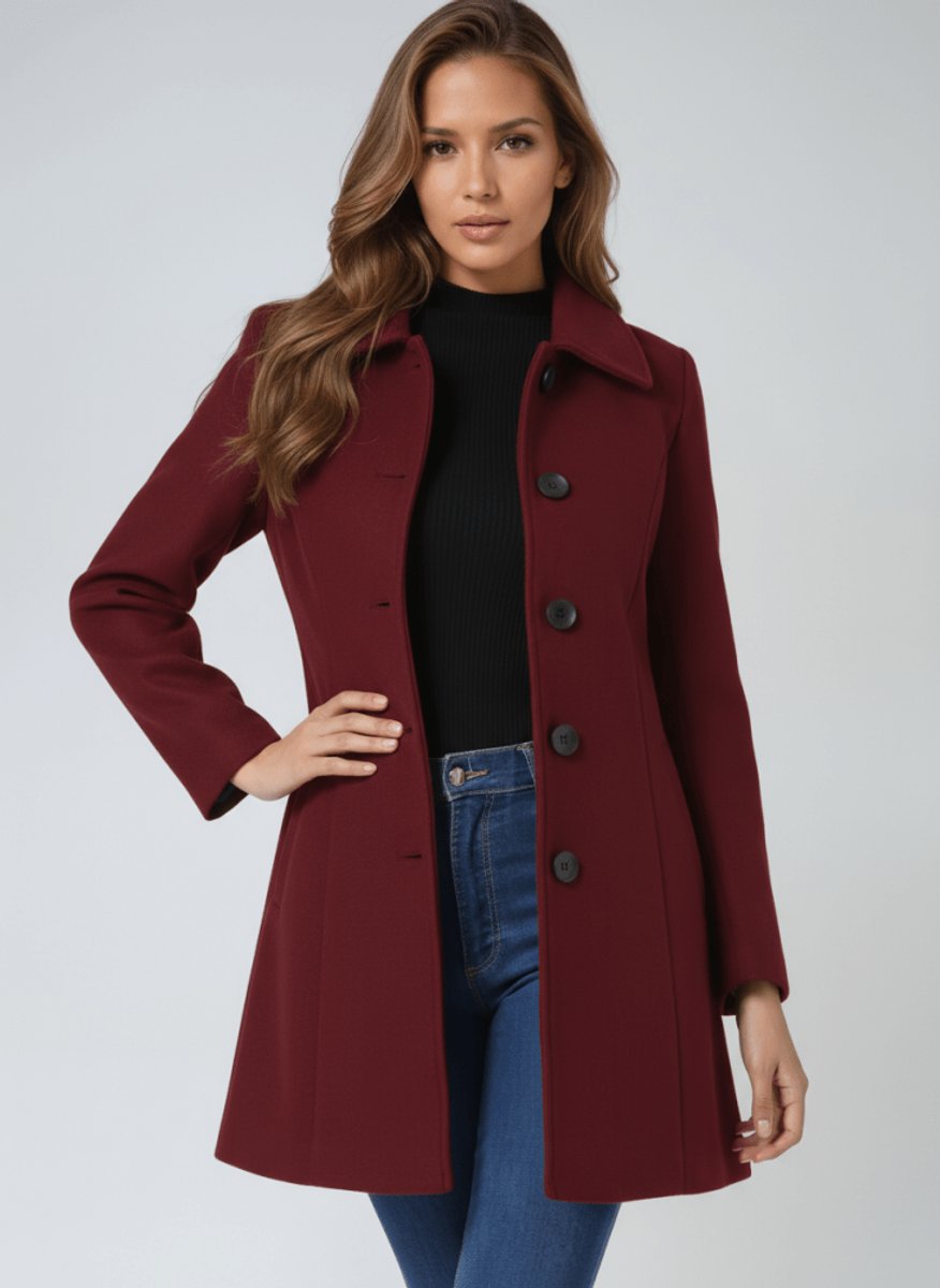 Grace | Women's A-Line Wool Coat Button-Front Tailored Winter Coat