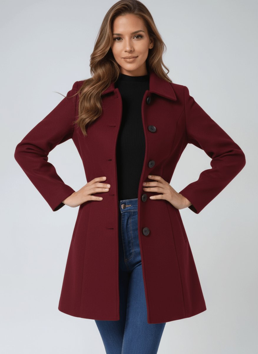 Grace | Women's A-Line Wool Coat Button-Front Tailored Winter Coat