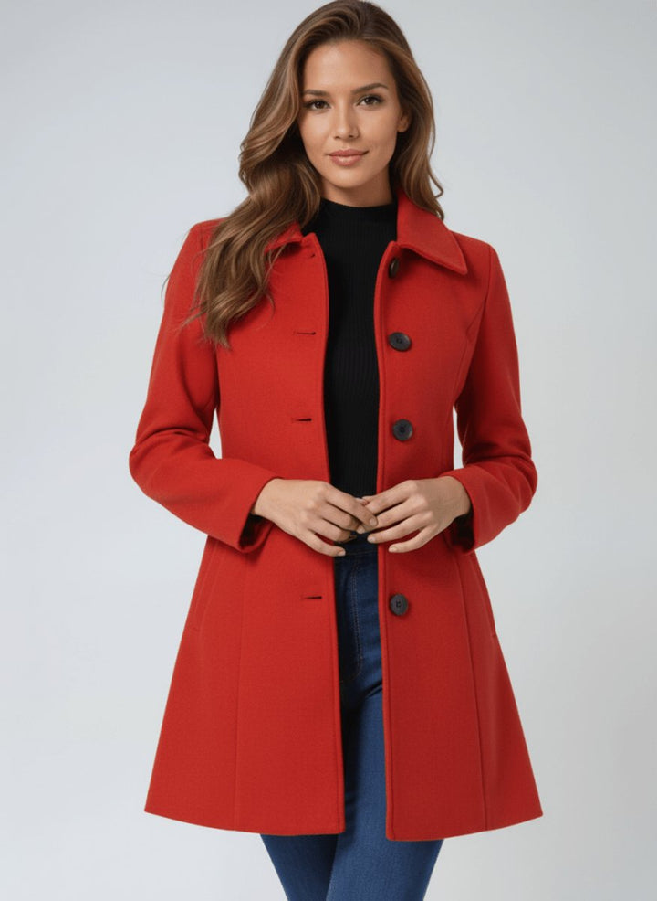 Grace | Women's A-Line Wool Coat Button-Front Tailored Winter Coat