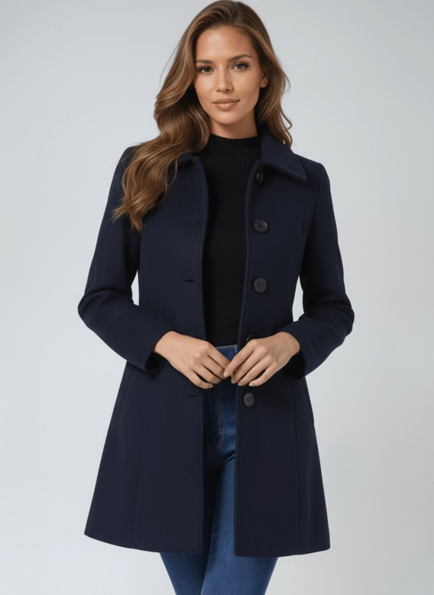 Grace | Women's A-Line Wool Coat Button-Front Tailored Winter Coat