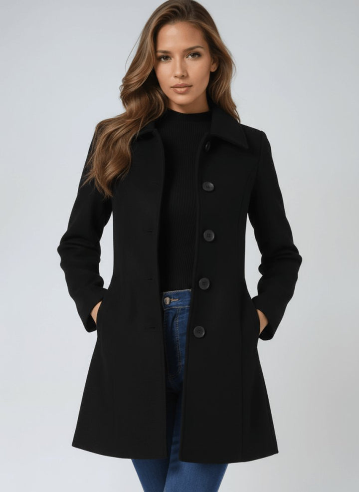 Grace | Women's A-Line Wool Coat Button-Front Tailored Winter Coat