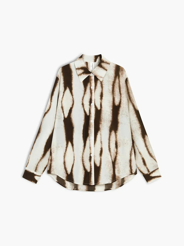 Aria | Women's Abstract Print Long-Sleeve Vintage Blouse
