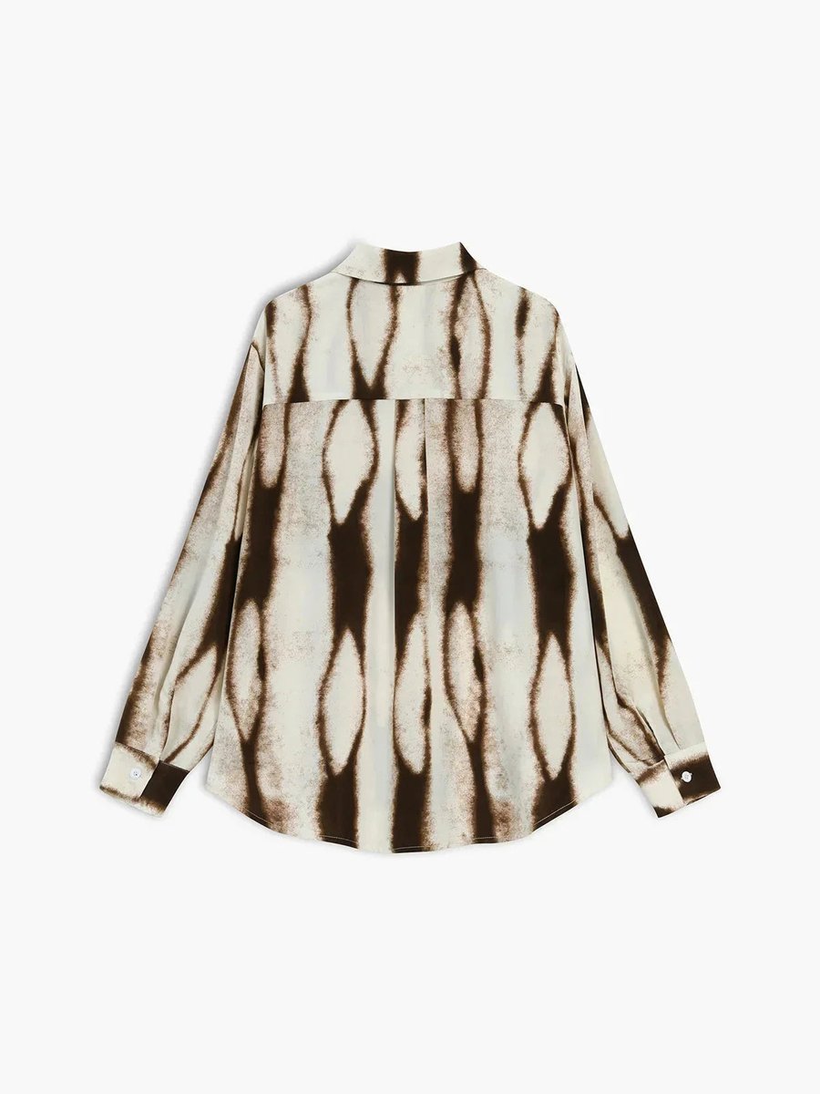 Aria | Women's Abstract Print Long-Sleeve Vintage Blouse