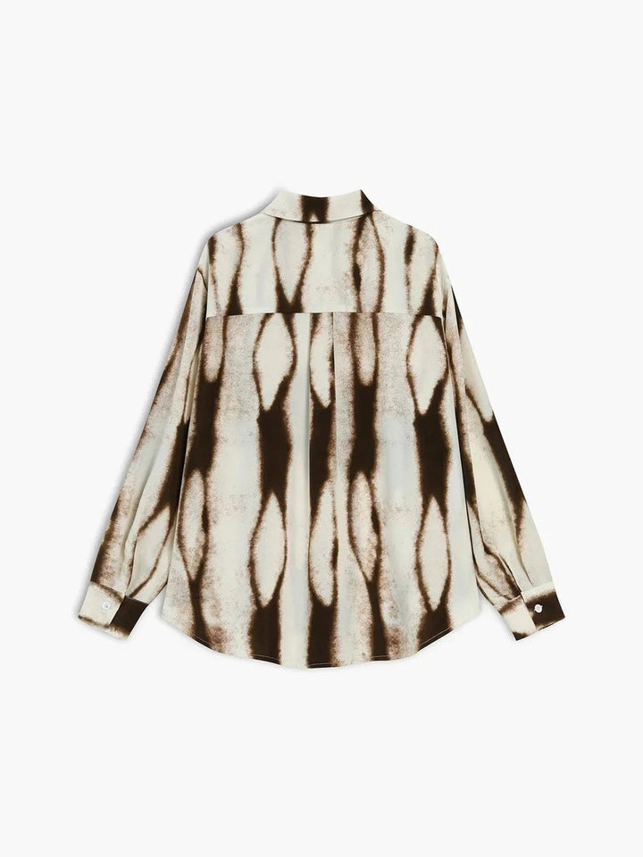 Aria | Women's Abstract Print Long-Sleeve Vintage Blouse