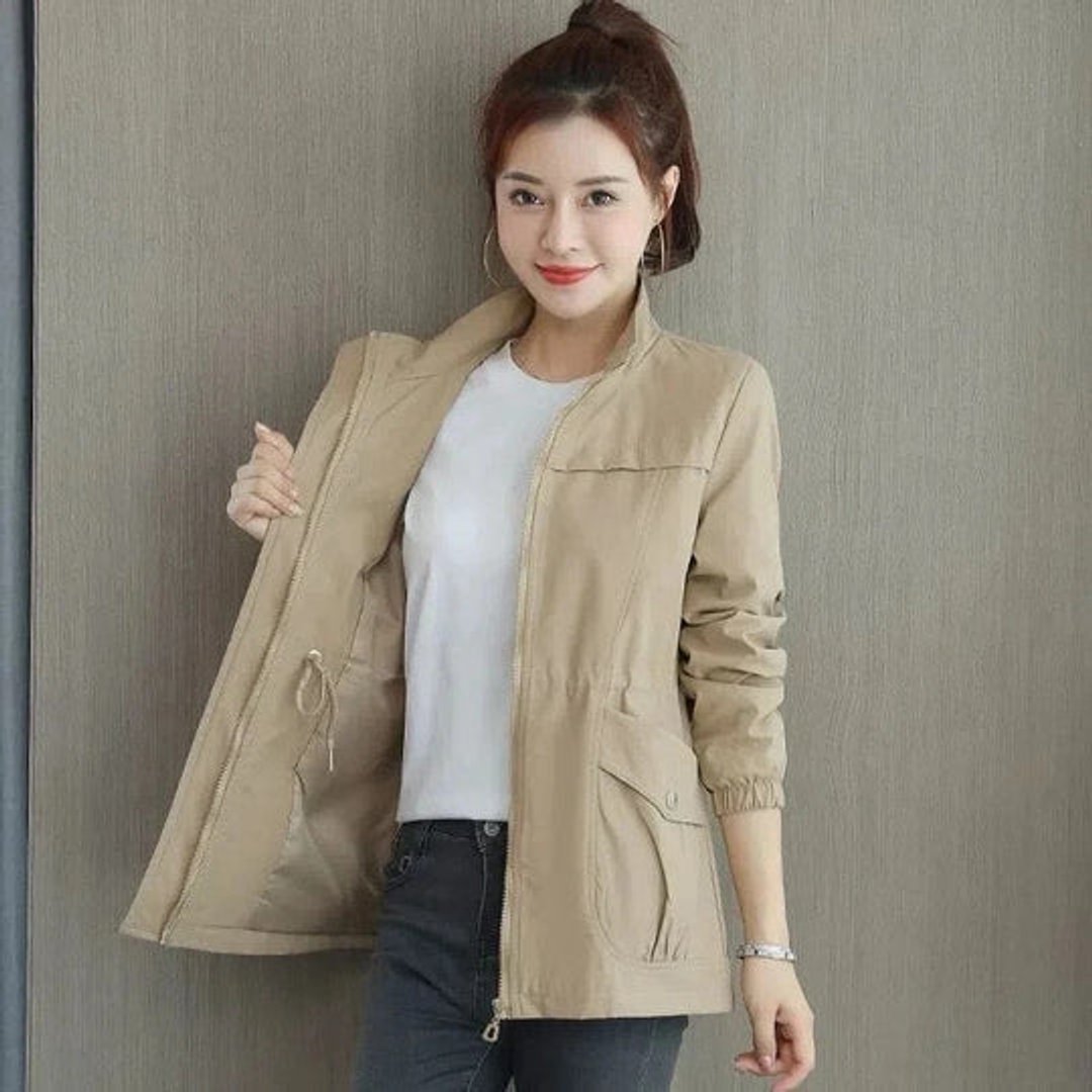 Florence | Women's Adjustable-Waist Zip-Up Trench Coat Lightweight Outerwear