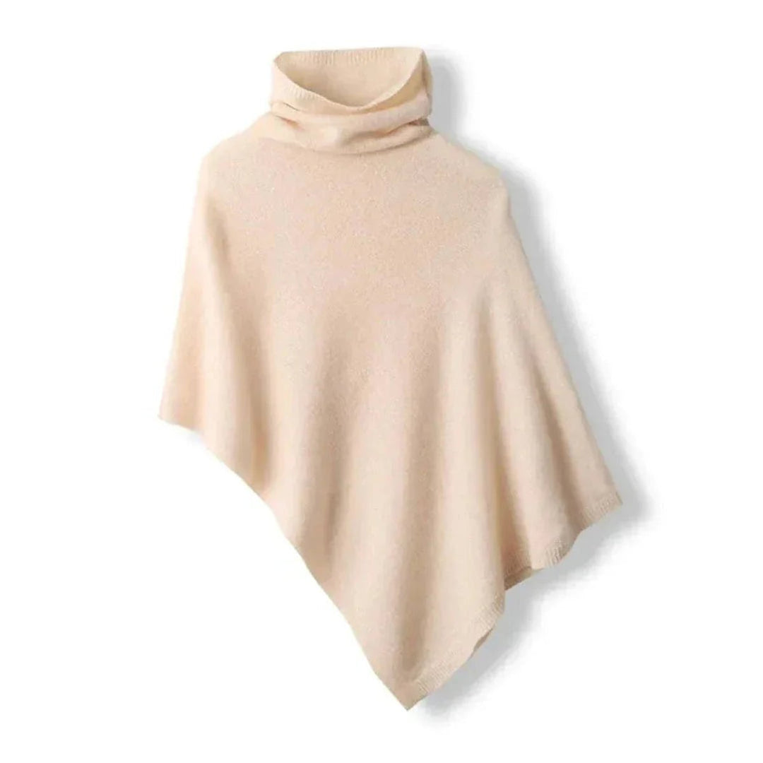 Olivia | Women's Asymmetric Roll Neck Knitted Poncho Jumper Cape