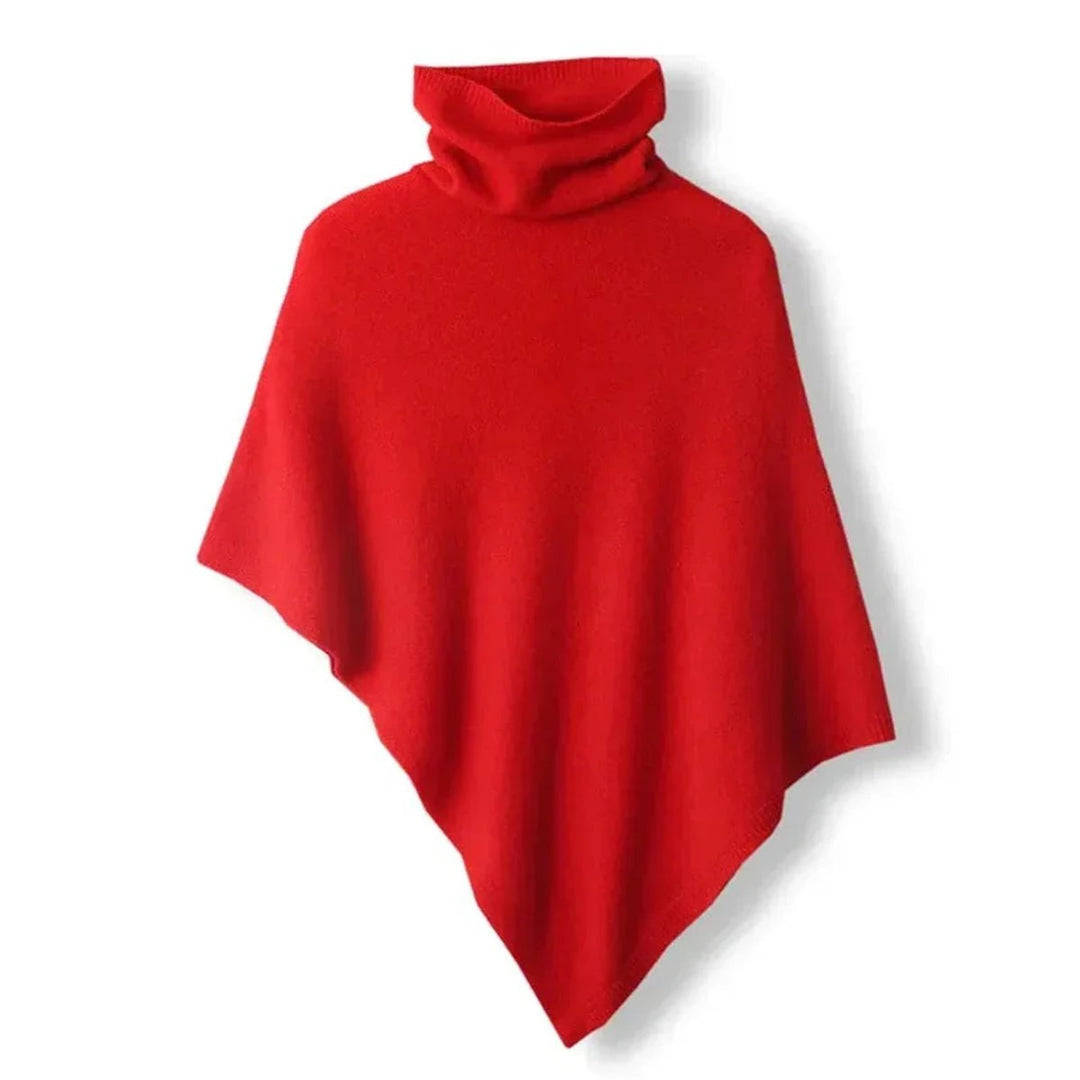 Olivia | Women's Asymmetric Roll Neck Knitted Poncho Jumper Cape